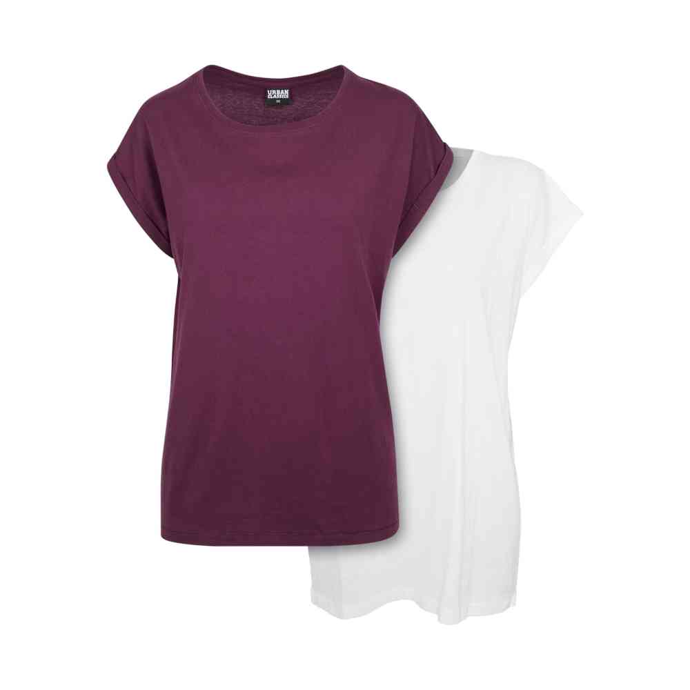 Urban Classics - Extended Shoulder 2pack Top - Wit/Paars